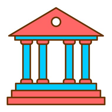 Banka binası simgesi vektör çizimi tasarımı