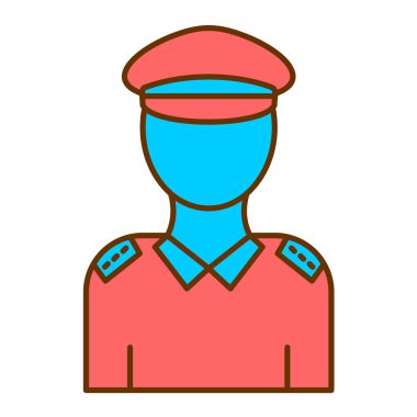 Şapka ikonlu adam. Polis arabasının çizimi vektör çizimi. beyaz arkaplanda izole