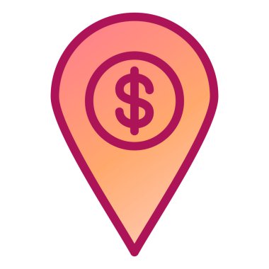 Dolar, konum, pim, GPS, vektör illüstrasyonu