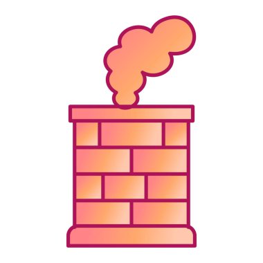 Şömineli baca ve kar ikonu vektör illüstrasyon tasarımı