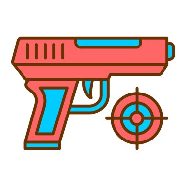 Silah ikonu vektörü. İnce çizgi işareti. İzole edilmiş kontür sembolü gösterimi