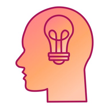 baş ve ampul ikonu. vektör illüstrasyonu