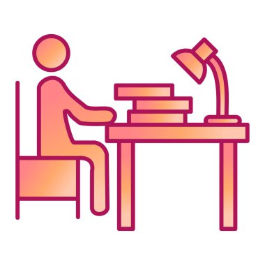 Kitap ve masa başı vektör çizimi tasarımı olan öğrenci