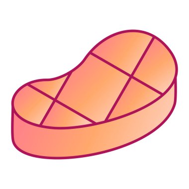 Sosis ikonu. Beyaz arkaplanda izole edilmiş web tasarımı için biftek vektör simgelerinin izometriği