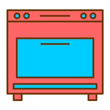 Mikrodalga fırın ikonu. Web için mutfak sobası vektör simgelerinin taslağı