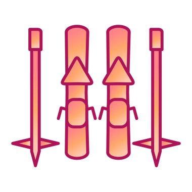 Renkli çizgi çadırı, kaykay, roket ve diğer vektör çizimleri