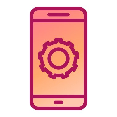 Ayarlar simgesi, vektör illüstrasyonlu cep telefonu