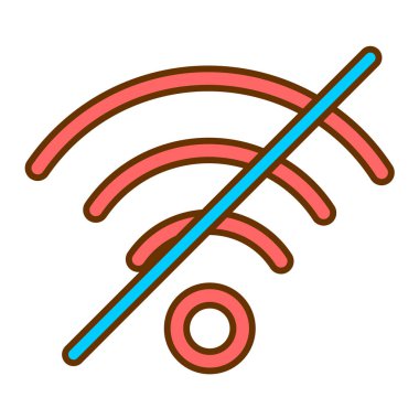 Wi-Fi simgesi yok, düz vektör illüstrasyonu.