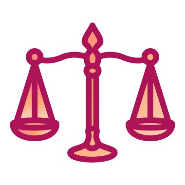 Denge ikonu tarafından temsil edilen hukuk ve adalet kavramı. vektör illüstrasyonu