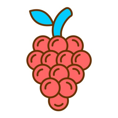 Üzüm ikonu vektörü. Ana hatlarıyla ahududu tabelası. izole edilmiş sınır sembolü çizimi