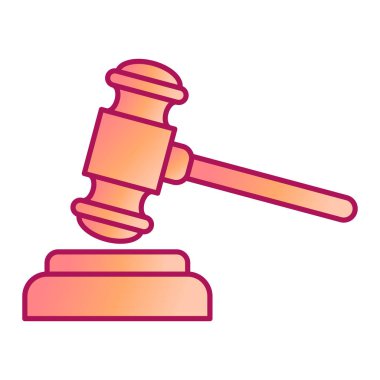 Yargıç Tokmak ikonu. Web tasarımı için hukuk mahkemesi vektör simgelerinin karikatür çizimi