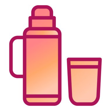 Su şişesi ikonu. Web için kahve fincanı vektör simgelerinin özet çizimi