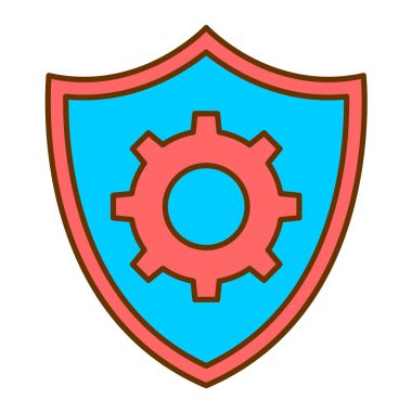 Kalkan ve vites simgesi. vektör illüstrasyonu