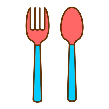 Çatal kaşık ve çatal izole edilmiş ikon vektör çizimi tasarımı