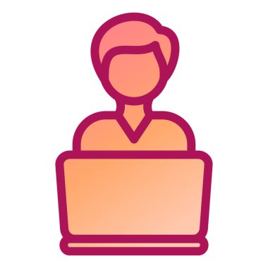 dizüstü bilgisayar vektör illüstrasyonlu Avatar kadın