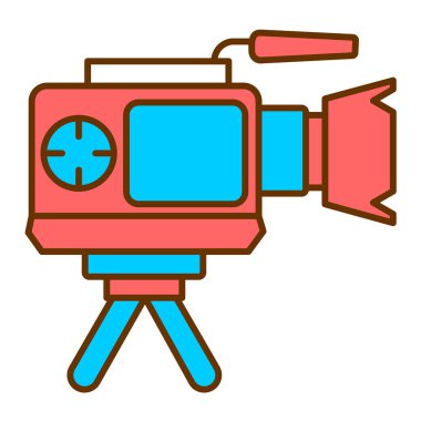 Film kamerası ikonu. ana hatlı sinema video vektör sembolü