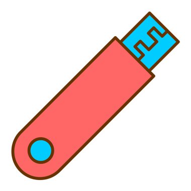 usb flash disk simge vektörü. İnce çizgi işareti. izole edilmiş sınır sembolü çizimi