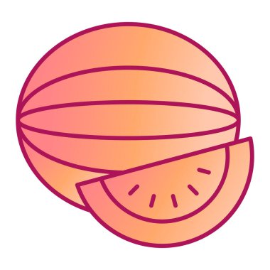 Taze karpuz meyve ikonu. beyaz arkaplanda izole edilmiş dilim vektör illüstrasyonu çizgi filmi