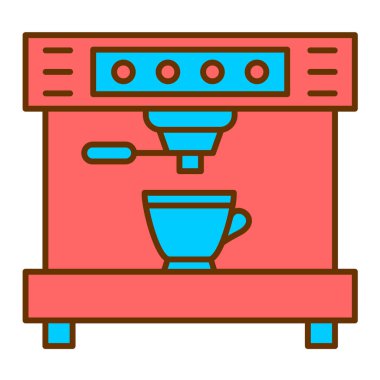 Kahve makinesi ikon vektörü. Mutfak aletleri tabelası. izole edilmiş sembol çizimi