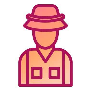 Şapka simgesi olan çiftçi, vektör illüstrasyonu