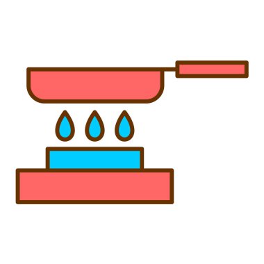 Kızartma tavası ikon vektöründe. izole edilmiş sınır sembolü çizimi