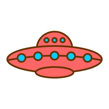 UFO simgesi. Uzay vektör illüstrasyonunun çizgi filmi. beyaz arkaplanda izole