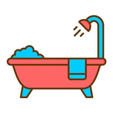 Küvetli küvet ve su doldurma tarzı ikon vektör çizimi tasarımı