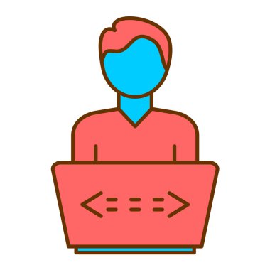 Dizüstü bilgisayarı olan adam vektör çizimi