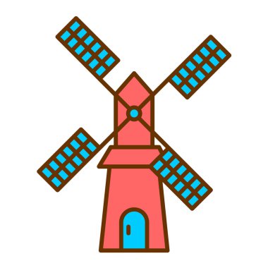 Yel değirmeni ikonu vektör illüstrasyonu