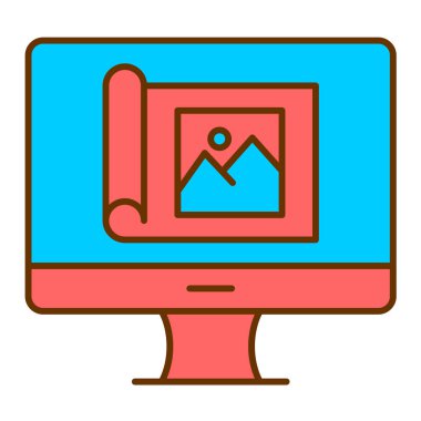 Monitör. Web simgesi basit illüstrasyon