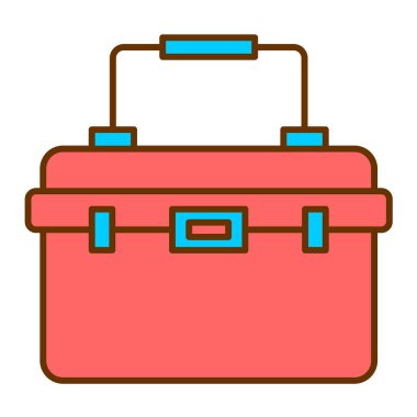 Alet çantası, çanta, bavul, inşaat, araç gereç, ofis hattı simgesi. vektör