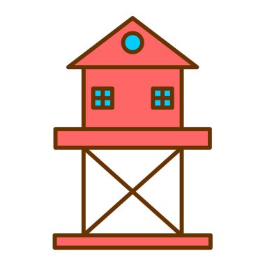 Plaj evi modern ikon vektör illüstrasyonu 