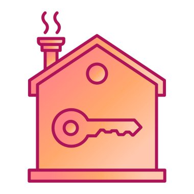 Evin anahtarı simgesi. Web için ev vektör simgelerinin özet çizimi