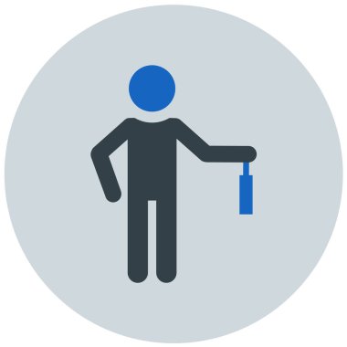 Beyaz bir arka planda çantası ve çantası olan bir adam.