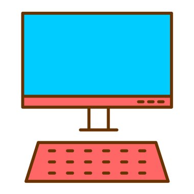 Masaüstü ve mavi arkaplan ile bilgisayar monitörü