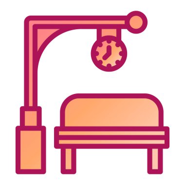 Tren İstasyonu modern ikon vektör illüstrasyonu