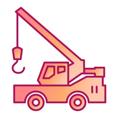 Beyaz arkaplan üzerinde vinç ve kanca simgesi, çizgi biçimi, vektör illüstrasyonu