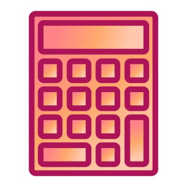 Hesap makinesi simgesi vektörü, blok biçimi, düz renk çizimi. beyaz üzerine izole edilmiş muhasebe sembolü.