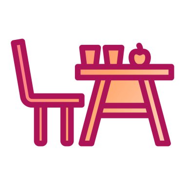 masa lambası ve sandalye vektör illüstrasyon tasarımı