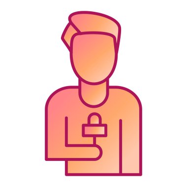 Elinde şarap ikonu olan bir adam. Ana hatlarıyla erkek kişi avatar vektör çizimi. beyaz arkaplanda izole.