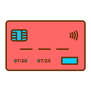Kredi kartı vektörü düz renk simgesi