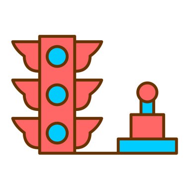 Trafik ışığı düz simgesi, vektör illüstrasyonu