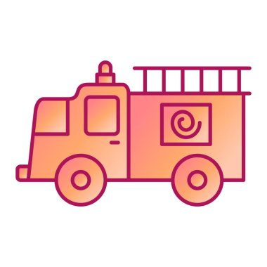 İtfaiye aracı ikonu. Ana hatlı ambulans aracı çizimi. beyaz arkaplanda izole