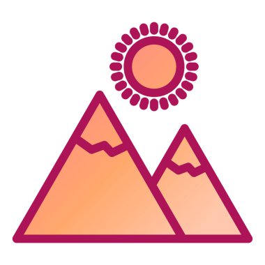 Dağlı güzel manzara, vektör illüstrasyonu