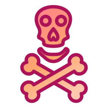 Çapraz kemikli kafatası vektör düz biçim simgesi