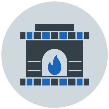 Şömine. Web simgesi basit illüstrasyon