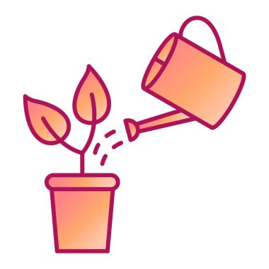 Çiçek saksısı ve çiçek vektör illüstrasyon tasarımı ile sulama kutusu