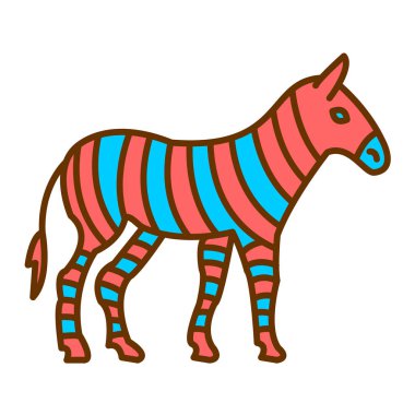 Beyaz arka planda izole edilmiş şirin bir zebranın çizimi