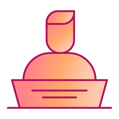 Dizüstü bilgisayar simgesi üzerinde çalışan adam, vektör illüstrasyonu basit tasarım