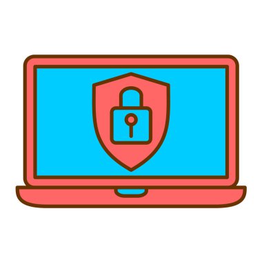asma kilit ve kalkan vektör çizimine sahip dizüstü bilgisayar